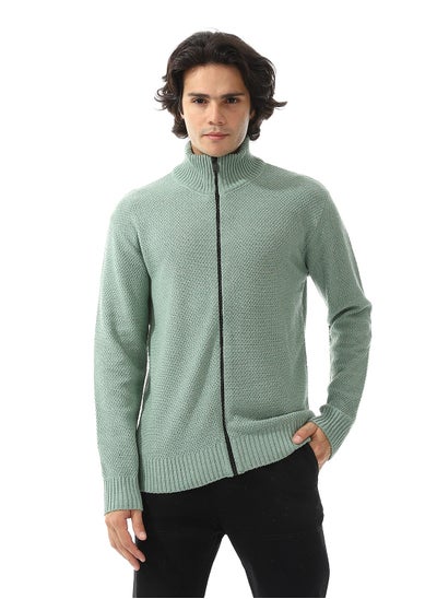 Buy Ribbed Neck & Trim Zipper Sweater in Egypt