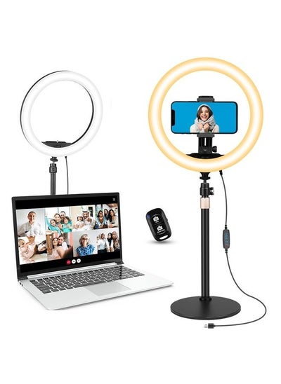 اشتري Sensyne Desktop Ring Light for Video Conference Lighting, 10" Ring Light with Stand for Computer Zoom Meetings, Laptop Ring Light for Video Recording/Live Streaming/Make Up/Online Video Call في الامارات