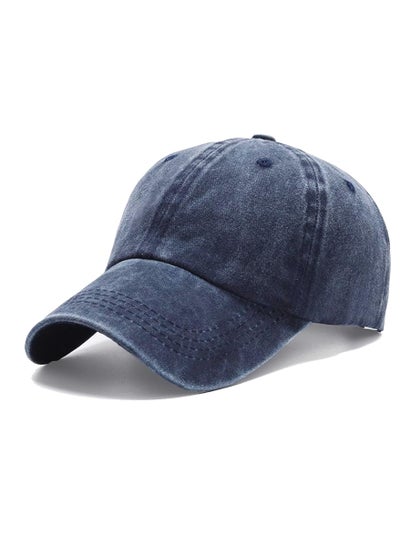 Buy Baseball Cap Golf Dad Hat Adjustable 100% Cotton Fits Men Washed Denim Adjustable Dad Hat Plain Cap Men Women (WASHED BLUE) in UAE