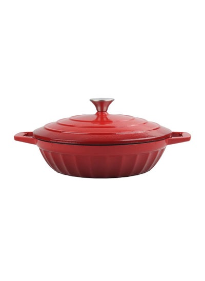 Buy Dutch Oven Shallow Casserole Braiser Pan, 28cm – Red in UAE