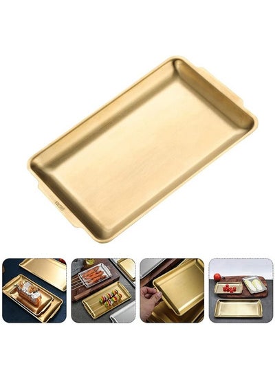 اشتري Stainless steel tray baking tray reusable rectangular metal tray dessert dinner dessert tray suitable for home kitchen camping hiking beach outdoor في السعودية