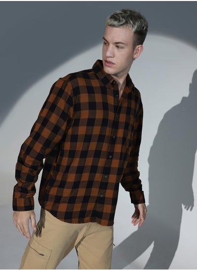 اشتري Checkered Oversized Buffalo Checks Cotton Casual Shirt for Men في الامارات