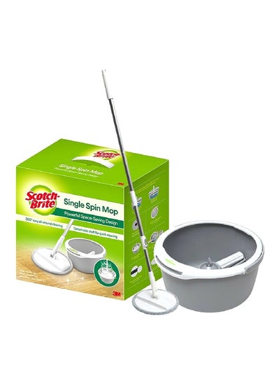 Buy Powerful Space-Saving Design Single Bucket Spin Mop Grey 4 L in Saudi Arabia