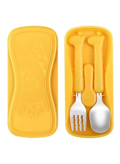 اشتري Toddler Fork and Spoon Set Baby Silverware Stainless Steel Kid Utensils Child Flatware for Self Feeding Child Flatware for Age 3+ في الامارات