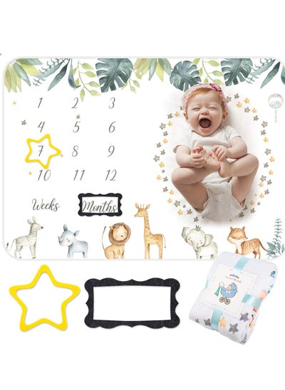 Buy Baby Milestone Blanket Soft Thick Age Mat Monthly Blanket for Baby Pictures Personalised Baby Shower Present for New Mums in Saudi Arabia