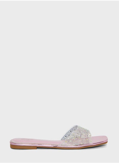 Buy Embellished Clear Strap Sandals in Saudi Arabia