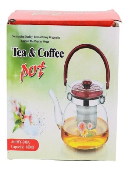 اشتري Floral Designed Teapot With Strainer Teapot Stove Top Glass Tea Kettle في الامارات