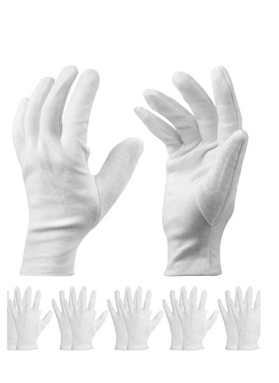 Buy White Cotton Gloves Large Moisturizing For Dry Hands Eczema, Overnight Lotion Spa 6 Pairs Jewelry Inspection Work in UAE