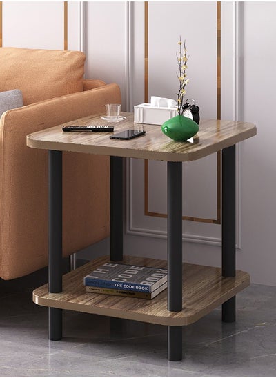 Buy Side Table, Coffee Table 2-Tier Square Sofa Side Table, Sturdy Metal Frame Modern Bedside Table for Living Room, Hallway, Bedroom in Saudi Arabia