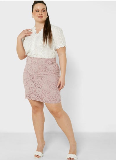 Buy Scallop Hem Lace Skirt in UAE