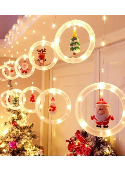 Buy Jar curtain, Christmas crystal rings, luminous material, plastic, with bulb plug and mod device. Number: 10 rings. Size: 3 meters. in Egypt