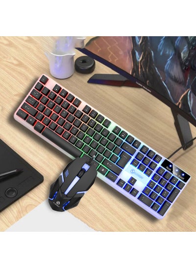 Buy GTX350 Gaming Keyboard Mouse Combo with Rainbow Backlight GTX350 black version luminous suit in Saudi Arabia