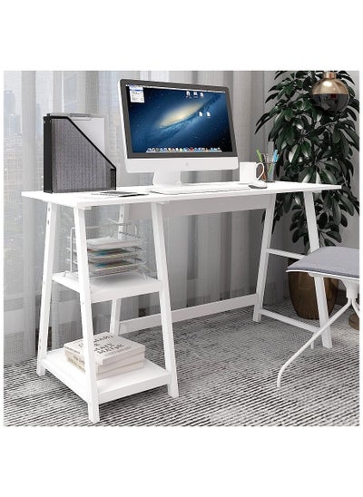 Buy Gaming Desk, Computer Desk, Modern Study Desk, Home Office, Computer Desk for Work, Writing, Study, Bedroom, Computer Desk for Executive Workspace, with SideStorage Shelves,White in Saudi Arabia