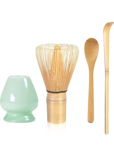 اشتري Matcha Whisk Set - Matcha Whisk (Chasen), Traditional Scoop (Chashaku), Tea Spoon, Whisk Holder - The Perfect Bamboo Matcha Kit to Prepare a Traditional Cup of Japanese Matcha Tea (Green) في السعودية