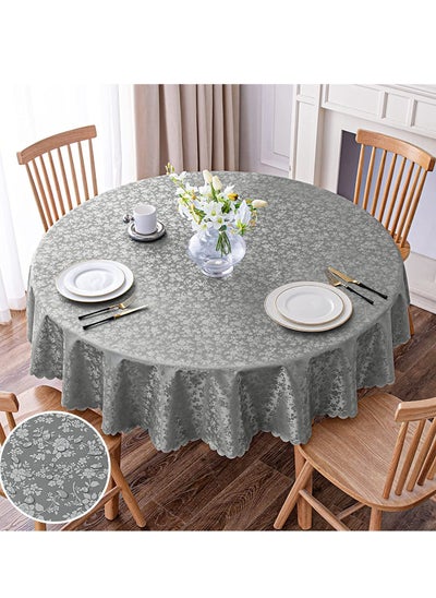 Buy Round Tablecloth Waterproof Vinyl Tablecloth Round Heavy Duty Table Cloth Wipeable Table Cover for Kitchen and Dining Room Indoor Outdoor Party Wedding Grey 60" Round in UAE