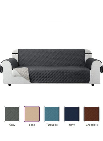 اشتري Four Seater Sofa Cover 100% Waterproof Non-Slip Quilted Furniture Protector Cover for Pets Kids Children Grey 78 inch في السعودية