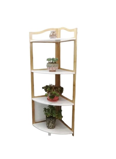 Buy Corner shelves 4 floors white wooden 31X31X100CM in Saudi Arabia