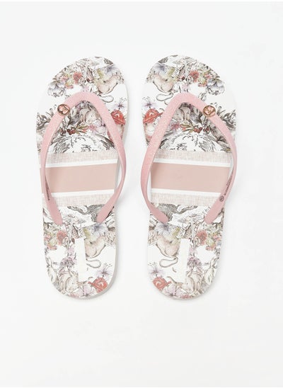 Buy Graphic Glitter Print Slip On Thong Slippers in UAE