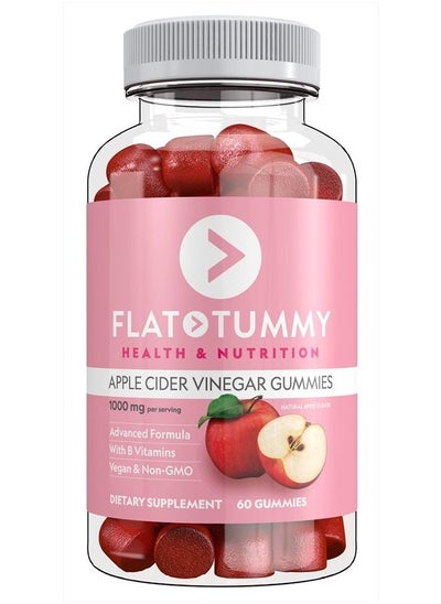 اشتري Flat Tummy Apple Cider Vinegar Gummies, 60 Count – Boost Energy, Detox, Support Gut Health & Healthy Metabolism – Vegan, Non-GMO ACV Gummies- Made with Apples, Beetroot, Vitamins B6 & B12, Superfoods في الامارات