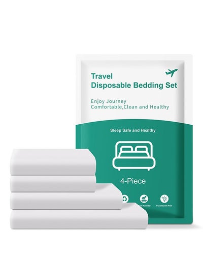 Buy Travel-Safe Disposable Cover Sheets for Travel, Disposable Bed Sheet, Disposable Duvet/Comforter Cover, Disposable Pillowcases, Portable Bedspread Perfect for Hotels & Trips (King Size, 1 Packs,4 PCS) in Saudi Arabia