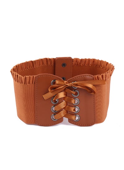 اشتري Ladies Elastic Waist Belt for Dresses FashionBrown Brown في الامارات