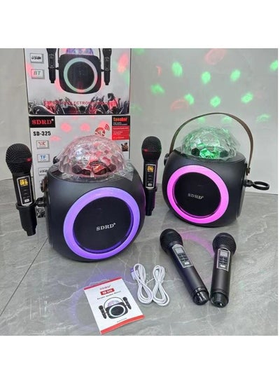 اشتري SD-325 Family Wireless Bluetooth Speaker Set Audio and Mic Integrated Machine with Color Atmosphere Light Dual Mic Party Karaoke في الامارات