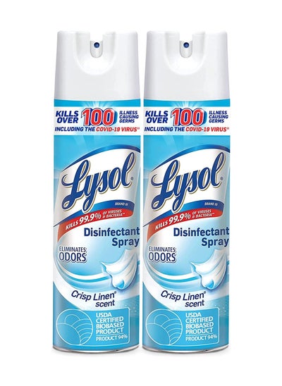 Buy Lysol - Disinfectant Spray, Crisp Linen,38oz (2X19oz) in UAE