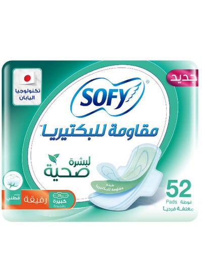 Buy Large antibacterial feminine pads with thin wings, 52 pieces in Saudi Arabia