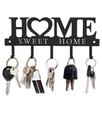 Buy Key Holder Hooks Organizer Hanger Rack Wall Mounted with Screws and Anchors Home Sweet Home Wall Metal Decor for Entryway Front Door Kitchen Hallway Garage Mudroom Office 9.8inches/25cm in Saudi Arabia