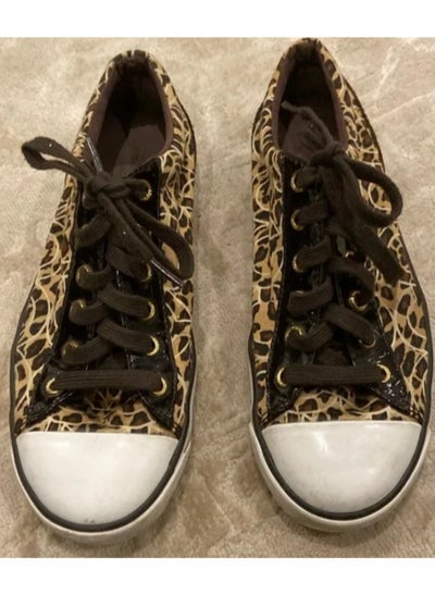 Buy Women lace up flat leopard print sneakers shoes in Egypt