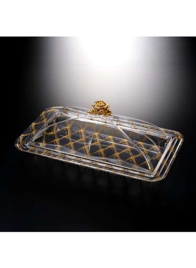 اشتري Acrylic Rectangular Serving Set 54 cm Golden Design في الامارات