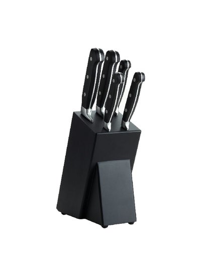 Buy 6-Piece Premium Stainless Steel Kitchen Knife Set with Block Black and Silver 20.3 x 11 x 36.5 cm AH16 in Saudi Arabia