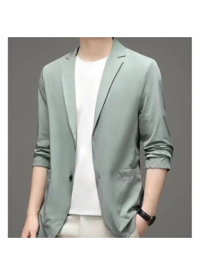 Buy Mens 2023 Summer Slim Fit BlazerGreen Green in UAE