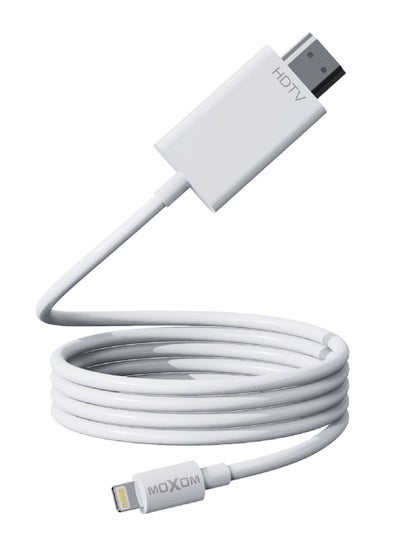 Buy Lightning To HDMI 1.5 Meter Digital AV Cable to Connect to Monitor, Projector, TV, etc MX-AX48 White in UAE