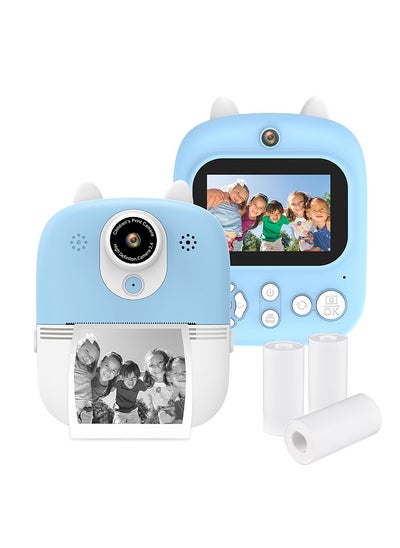 اشتري 3-in-1 Multifunctional Instant Camera Childeren's Instant Print Camera 2.4-inch IPS Screen Dual Lenses 12MP 32GB Extended Memory with 3 Printing Paper Rolls And Lanyard في الامارات