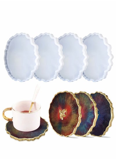 اشتري Coaster Molds, Agate Coaster Epoxy Molds, Silicone Resin Casting Molds for Making Faux Agate Slices, Coasters, Home Table Decoration 4PCS في السعودية