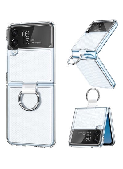 Buy Samsung Galaxy Z Flip 4 Clear Cover with Ring Slim Anti-Scratch Full Body Shockproof Protective Case for Galaxy Z Flip4 5G 2022 in UAE