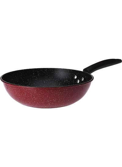 Buy 24 180 Non Stick Granite Wok Pan Backlite Handle Size 30Cm Black And Red in Saudi Arabia