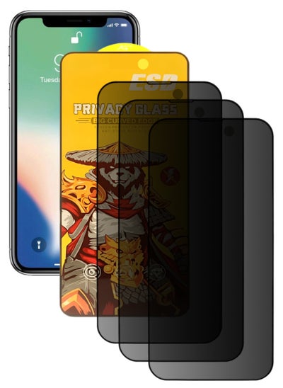 Buy 3 Pieces Tempered Dustproof Privacy Glass Screen Protector Compatible For iPhone X in UAE