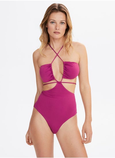 Buy Halter Neck Cut Out Swimsuit in Saudi Arabia