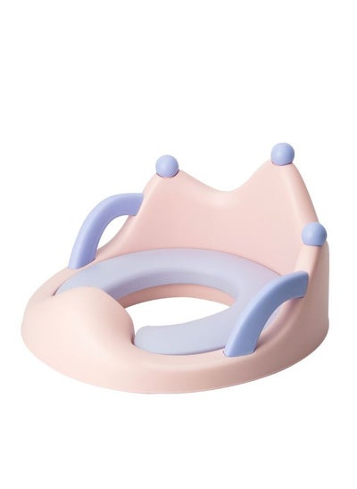 Buy Baby Potty Training Seat, Children's Toilet Seat with Soft PU Cushion Handles, Anti-slip Infants Potty Trainer for Round Oval Toilets (Pink) in Saudi Arabia