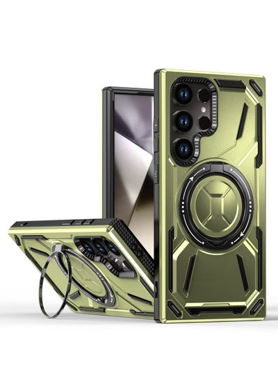 Buy GOLDEN MASK For Samsung Galaxy S24 Ultra Armored II Series Mag-Safe Magnetic Holder Phone Case (Green) in Egypt