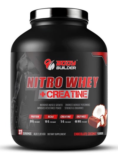 Buy Nitro Whey + Creatine | 31g of whey Protein for Muscle Growth & Recovery 5g Creatine10g BCAA with Digestive Enzymes for Lean Gains & Energy Boost - (Chocolate Coconut, 4 LB) in Saudi Arabia