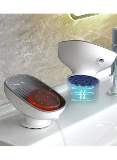 Buy Shower Soap Holder Super Suction High Quality Dish Soap Cup with Waste Water for Bathroom Gray/ White in Saudi Arabia