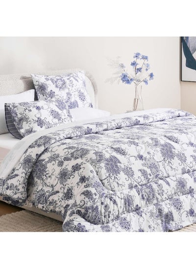 اشتري Th Venice Paisley 3-Piece King Comforter Set 240X260Cm - Blue في الامارات