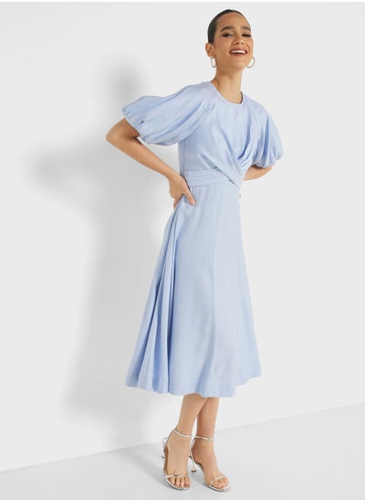 اشتري Puff Sleeve Pleated Dress في السعودية