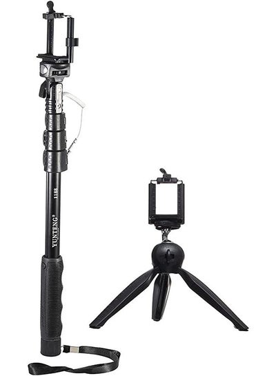 Buy Yunteng YT-228 Selfie Stand - Black with Self-Timer Selfie Stick with Mobile Clip and Cable - YT-1188 in Egypt