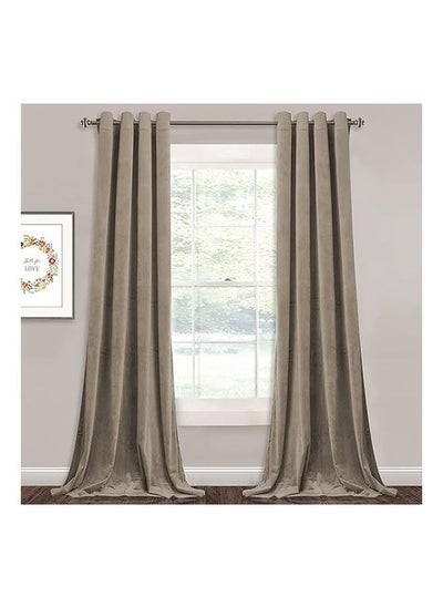 Buy Elegant Velvet Thermal Insulated Curtain Light Blocking Shades 2 panels For Living Room With Steel Grommets in Egypt