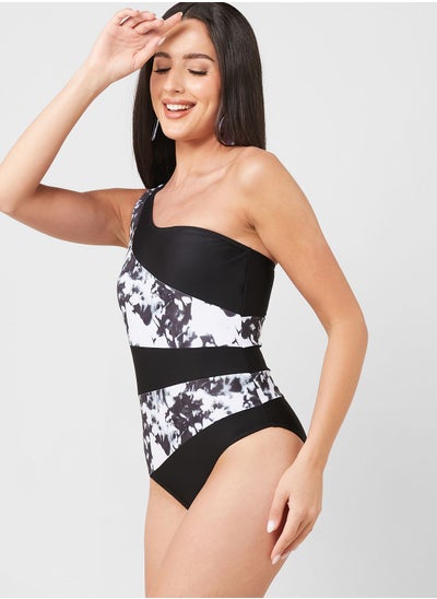 Buy Colorblock One Shoulder Swimsuit in UAE