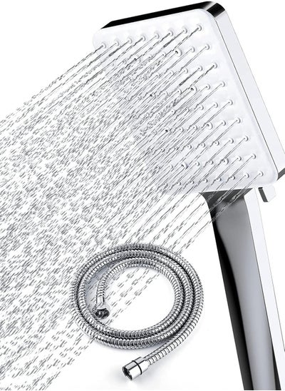 Buy Handheld High-Pressure Shower Head with 6 Spray Modes, Detachable Chrome Finish, and 1.5m Stainless Steel Hose in Saudi Arabia